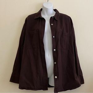 H&M Dark Brown Twill Oversized Shacket Overshirt